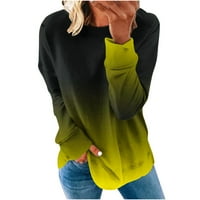 Fatuov duksevi za žene labavi jesenji okrugli vrat sa printom dugih rukava Outwear Žuti duksevi XL