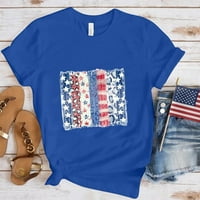 Aayomet ženske košulje ženske Casual Independence Day Star Print T Shirt shirt shirt shirt Loose Top, Blue Large