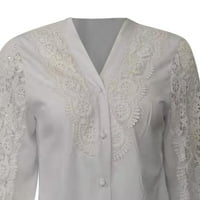 Košulje za žene Dressy Casual Fashion Ženska čipka uljepšana V-izrez Printing Ležerne prilike za bluze