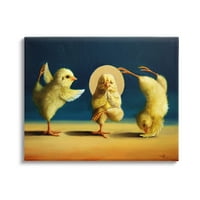 Stupell Industries tri Yellow Chicks Sunset Yoga koja se proteže meditirajući platneni zid Art, 36, dizajn Lucia Heffernan