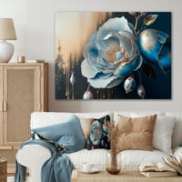 Designart Živopisna Plava Kamelija Cvijet I Platnena Zidna Umjetnost