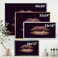 Designart 'Sexy Golden metalizirana žena usne III' moderni uramljeni platneni zidni umjetnički Print