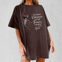 Ženske Ljetne Kratke Rukave Crewneck Shirts Tops Casual Loose Funny Letter Print Porodični Odmor Tunic Tee Shirts Bluza