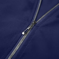 Pntutb Ženski Klirens Ljetni Vrhovi Dugi Rukavi Košulje Zip Casual Tunika V-Izrez Rollable Bluza Navy