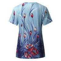 TOTO majice za žene Ljeto Žene Žene kratkih rukava Cvjetni cvjetni cvjetni tiskani TOP T majice Ležerne majice Tee Top bluza