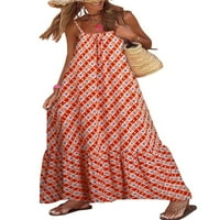 Biayxms Ženska haljina Boho bez rukava, ljetni labavi špageta Strap Party haljina za koktel beach streetwear