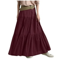 Bazyrey suknje za žene pune volane proljeće Casual Maxi haljina obična suknja Retro stil plisirane Maxi