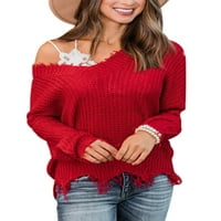 Labavi Casual Ripped džemper džemper pletena bluza vrhovi za žene jesen Moda Novi pulover Crop Tops duksevi