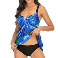 Ženski Casual modni grafički Tshirt Strappy Back Tankini Set dva kupaća kostima odijelo Cami Tops seksi