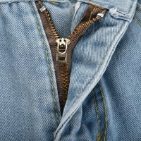 Ženski Denim šorc letnji srednji struk Ripped Raw Cut Hem pohabani uznemireni rastezljivi džins šorc džepovi šorc svetlo plava s