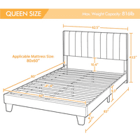 EasyFashion Wingback krevet s drvenim potpornim letvicama sa snimka uzglavljenim uzglavljem, mornarička plava, kraljica