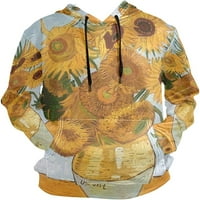 Fupoqi muns hoodie van Gogh Sunflower dugih rukava džepne koferske duksere