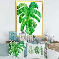 Designart 'Close Up Of Tropical Leaf Of Monstera I' Farmhouse Framed Art Print