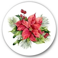 Dizajnerska grana za božićnu jelu i Holly Mistletoe bobice I 'Tradicionalni krug metalna zidna umjetnost