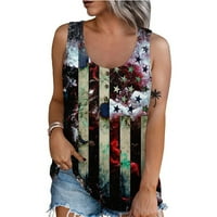 Žene Ljeto bez rukava Ležerne prilike za ispisane majice O-izrez Tops Bluza Black M