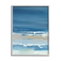Stupell Industries Crashing Waves Ocean Shoreline Beach Painting Grey Framered Art Print Wall Art, dizajn