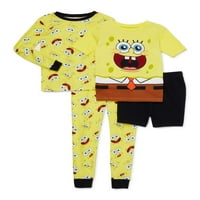 SpongeBob Squarepants Boys Ekskluzivna 4-Pamučna Uska Pidžama, Set Od 4 Komada
