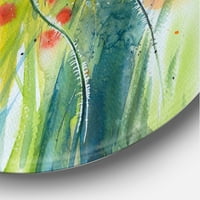 Designart 'crveni cvjetovi maka preko divlje zelene IV' tradicionalni krug metalni zid Art-disk od 11