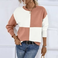 Džemper za žene Ženska modna labava bojablock Crew izrez dugi rukav pulover pletene vrhunske odjeće odjeća