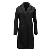 Kaput žena umjetna vuna elegantan kaput za miješanje tanki dugi kaput gornja odjeća jakna crna l ženski