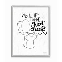 Stupell Industries Hey Tamo Slatki obrazi toaletno kupatilo Šala šala Word Pun uokvirene zidne umetnosti dizajna Becky Thornsa, 16 20