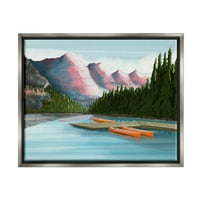 Stupell Smirujući Jezerski Kamp Priroda Kanui Pejzažno Slikarstvo Siva Plutač Uokvirena Umjetnost Print
