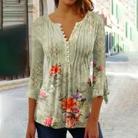 Button down Shirts for Women Floral Print tunika Summer Tops Dressy Casual Bell Sleeve V izrez proljeće