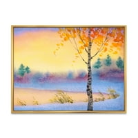 Večernje nebo preko jezera Zimski pejzažni ukidani slikarski platno Art Print