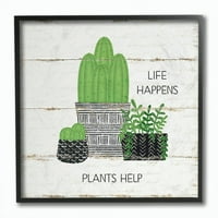 Stupell Home Dekor Industries Život se događa u kaktusim sukulentima od puštanja teksturiranog dizajna
