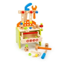 Aukfa klupa za alate za djecu drveni alat za igru radni sto Set za djecu malu djecu, klupa za alate za