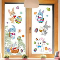 Li Hb Store Uskršnje zidne naljepnice zečja jaja statičke naljepnice dekoracija prozora dnevne sobe zidne