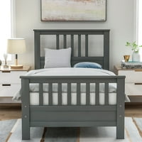 Aukfa Twin Bed Frame - drveni okvir kreveta na platformi za djecu tinejdžere-sa uzglavljem i podnožjem-siva