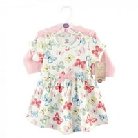 Dodirna priroda Djevojka i mališana Djevojka organska pamučna haljina i kardigan, leptiri, 9-mjeseci