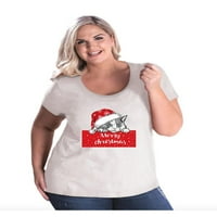 MMF - Ženska plus veličina Curvy majica - sretan božićni meow ružni džemper