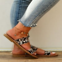 Ženske zmijske kože reljefne otvorene sandale sa ravnim klizačem Casual ljetne modne cipele za hodanje