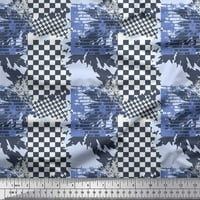Soimoi Cotton Duck Fabric Check & Texture Print Fabric by the Yard Wide