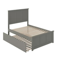 Madison krevet od pune drvene platforme sa odgovarajućim podnožjem i dvostrukim pendrekom u sivoj boji