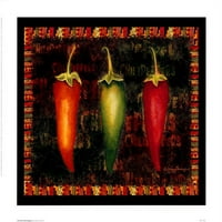 Crveno Hot Chili Peppers I by Kathleen Denis Fine Art Poster Print Kathleen Denis