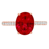 2.21 ct ovalno izrezan crveni prirodni granat 14k gravura ružičastog ružičastog zlata Izjava o gravuri za godišnjicu vjenčanja vjenčani prsten veličine 4.75