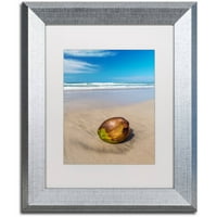 Zaštitni znak Likovna umjetnost' Beached Coconut ' platno Art Pierre Leclerc, bijeli mat, srebrni okvir
