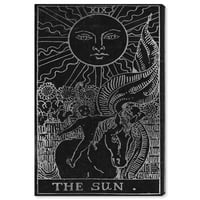 Wynwood Studio Astronomija i svemirski zid umjetnički platneni otisci 'sunce Tarot srebro' sunce - crno,