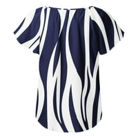 Ženski bluze Modni ženski casual ruckel v-vrat tiskani kratkih rukava Top Mornary XL