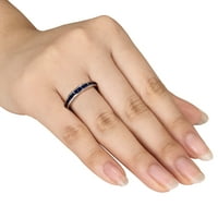 Miabella ženski karat T. G. W. vjenčani prsten od plavog safira od srebra u princezi