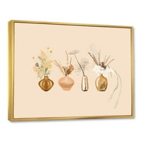 PROIZVODNJA Zlatne vaze sa buketima divljih cvjetova II tradicionalni uokvireni platno zidno umjetnički