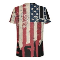 Clearice Muške košulje 4. srpnja Američki majica Nova majica Kratki rukav okrugli vrat Majice Khaki L