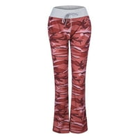 Fashion Womens Comfy Stretch Print Drawstring Wide Leg Lounge pantalone za žene Red XXXL