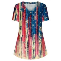 Odeerbi Patriotska košulja za žene 4. jula Henley Tops modni uzročni Dan nezavisnosti štampanje bluze kratki rukav dugme ljetna majica bordo