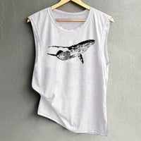 PhoneSoap modni ženski Casual Ocean Shark Print bez rukava o-izrez Tank Top bluza Bijela XXL