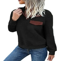 Colisha ženski pulover stalak za ovratnik džemper vrhovi jednobojna dukserica labava jesen duga rukava majica Crna M