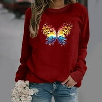 Ženski Dugi rukav okrugli vrat Duks šareni leptir Print Casual bluza pulover trendi vrhovi